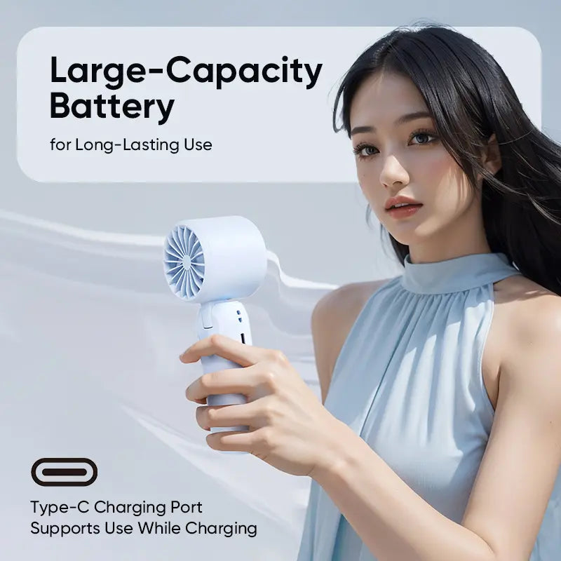 MAGIC JOHN 3 in 1 Mini Handheld Cooling Fan, 100 Speed Wind Power & Ice Cooling Function, Small Foldable 3-IN-1 Neck/Desk/Hand Fan, Pocket Design for Travel/Summer/Concerts/Lash, Gifts for Girls