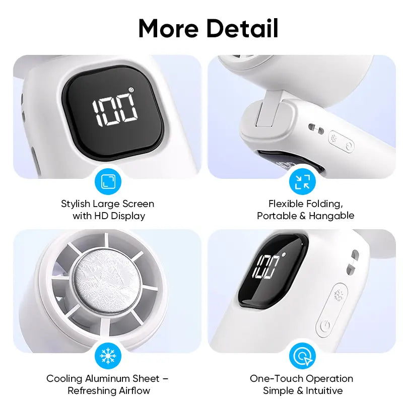 MAGIC JOHN 3 in 1 Mini Handheld Cooling Fan, 100 Speed Wind Power & Ice Cooling Function, Small Foldable 3-IN-1 Neck/Desk/Hand Fan, Pocket Design for Travel/Summer/Concerts/Lash, Gifts for Girls
