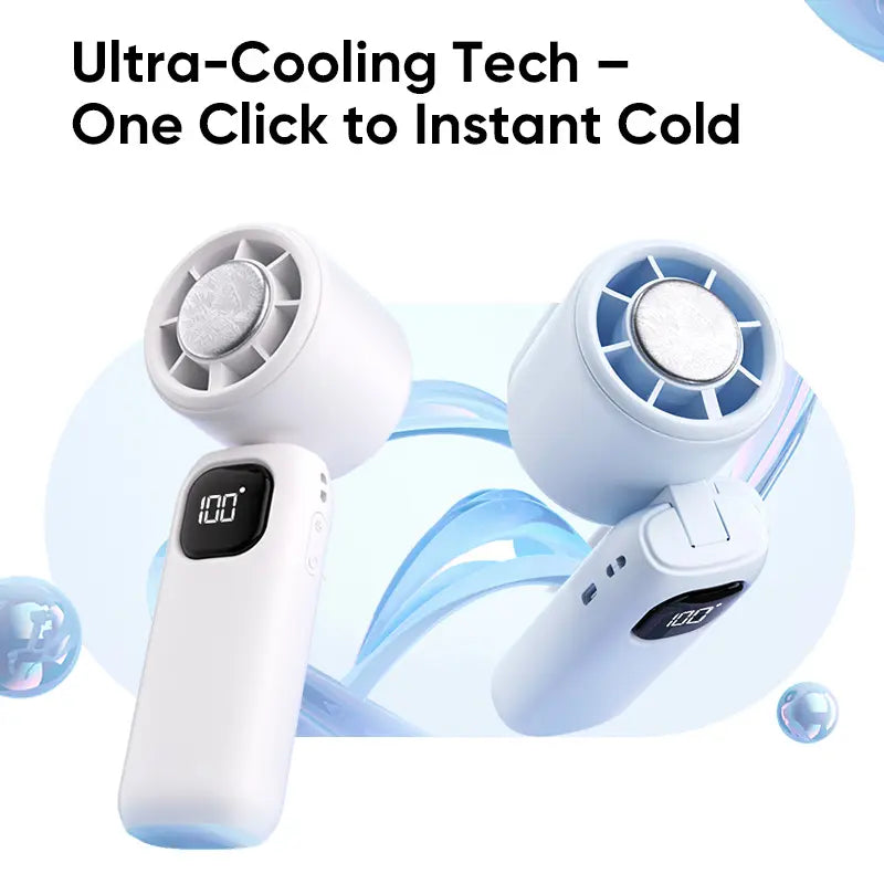 MAGIC JOHN 3 in 1 Mini Handheld Cooling Fan, 100 Speed Wind Power & Ice Cooling Function, Small Foldable 3-IN-1 Neck/Desk/Hand Fan, Pocket Design for Travel/Summer/Concerts/Lash, Gifts for Girls