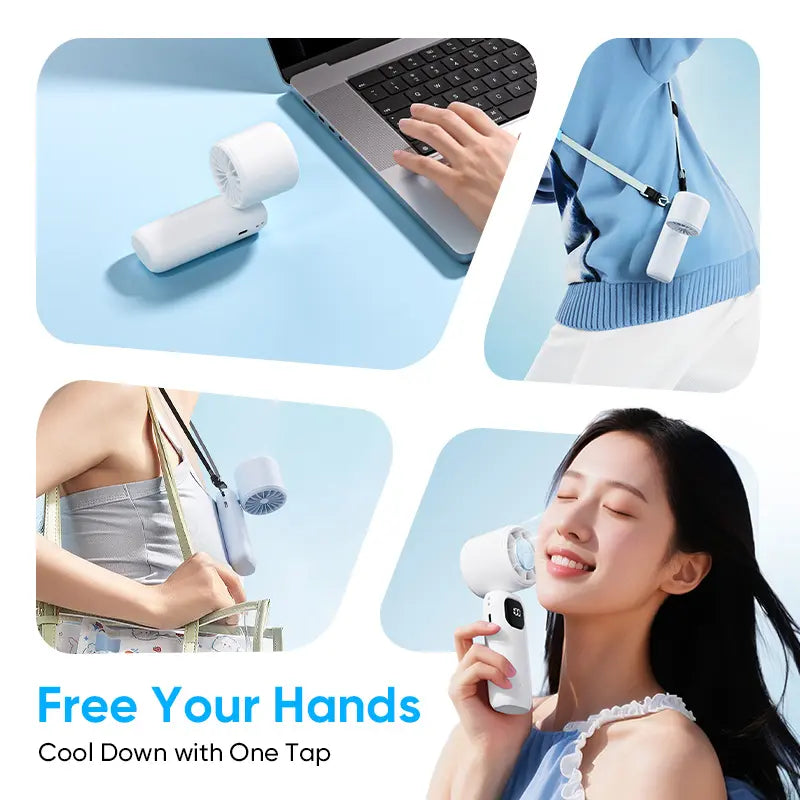 MAGIC JOHN 3 in 1 Mini Handheld Cooling Fan, 100 Speed Wind Power & Ice Cooling Function, Small Foldable 3-IN-1 Neck/Desk/Hand Fan, Pocket Design for Travel/Summer/Concerts/Lash, Gifts for Girls
